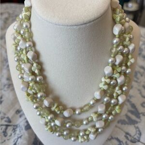 Elegant Green and White Freshwater Pearl Necklace